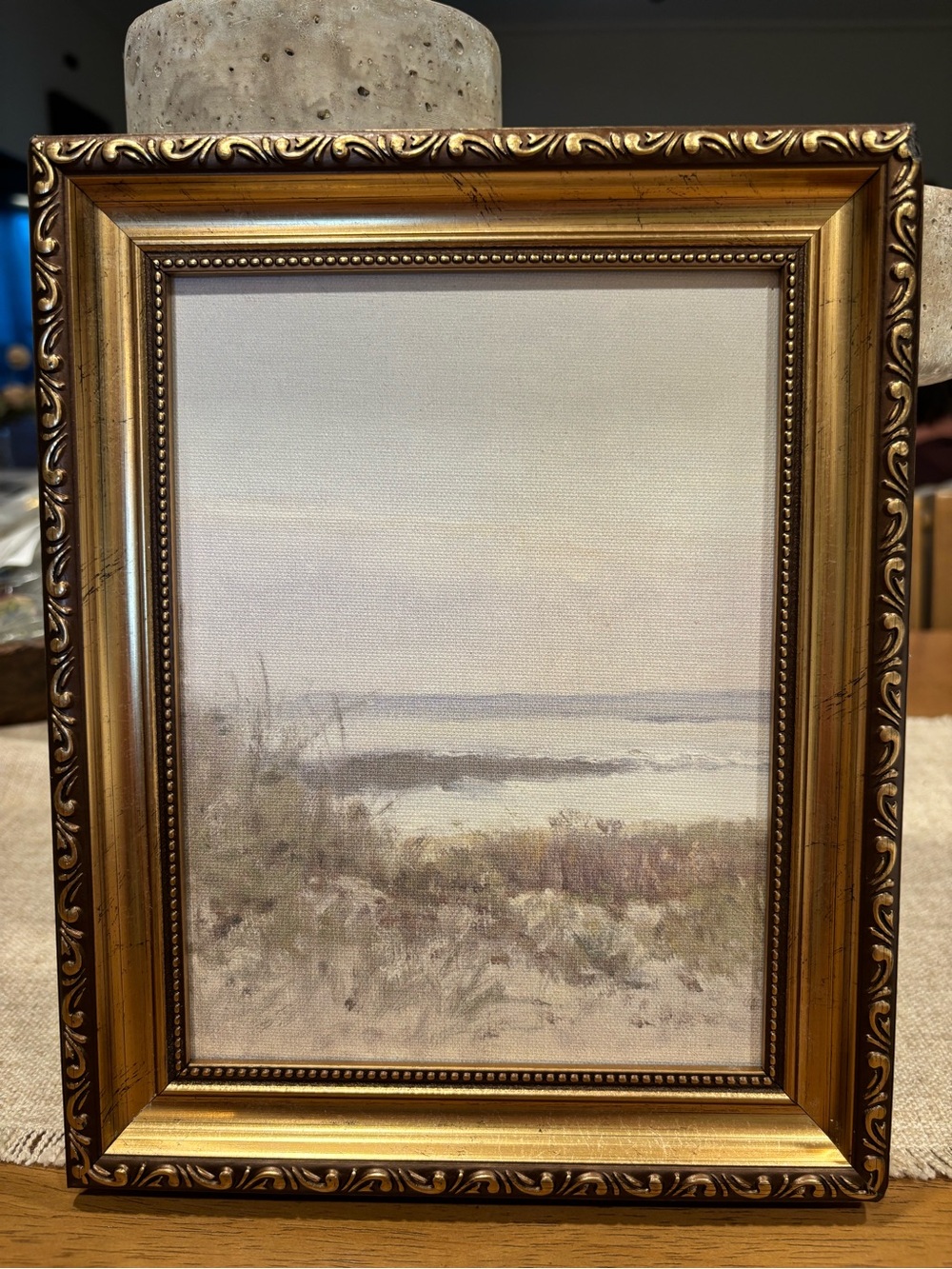 Vintage Inspired Coastal Landscape Art Print Ornate Gold Frame 8x10